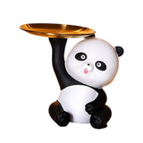Maxbell Multipurpose Panda Sculpture Storage Tray Statue for Living Room Decor Black and White