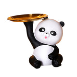 Maxbell Multipurpose Panda Sculpture Storage Tray Statue for Living Room Decor Black and White