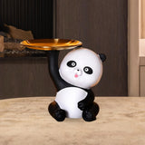Maxbell Multipurpose Panda Sculpture Storage Tray Statue for Living Room Decor Black and White