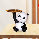 Maxbell Multipurpose Panda Sculpture Storage Tray Statue for Living Room Decor Black and White
