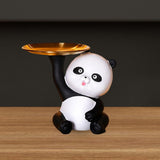 Maxbell Multipurpose Panda Sculpture Storage Tray Statue for Living Room Decor Black and White