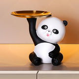 Maxbell Multipurpose Panda Sculpture Storage Tray Statue for Living Room Decor Black and White