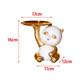 Maxbell Multipurpose Panda Sculpture Storage Tray Statue for Living Room Decor Aureate and White