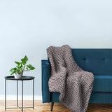 Maxbell Handmade Chunky Knit Blanket Knitted Blanket for Living Room Bedroom Decor Gray
