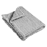 Maxbell Handmade Chunky Knit Blanket Knitted Blanket for Living Room Bedroom Decor Gray