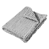 Maxbell Handmade Chunky Knit Blanket Knitted Blanket for Living Room Bedroom Decor Gray