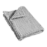 Maxbell Handmade Chunky Knit Blanket Knitted Blanket for Living Room Bedroom Decor Gray