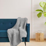 Maxbell Handmade Chunky Knit Blanket Knitted Blanket for Living Room Bedroom Decor Gray