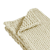 Maxbell Handmade Chunky Knit Blanket Knitted Blanket for Living Room Bedroom Decor Beige