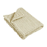 Maxbell Handmade Chunky Knit Blanket Knitted Blanket for Living Room Bedroom Decor Beige