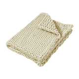 Maxbell Handmade Chunky Knit Blanket Knitted Blanket for Living Room Bedroom Decor Beige