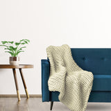Maxbell Handmade Chunky Knit Blanket Knitted Blanket for Living Room Bedroom Decor Beige