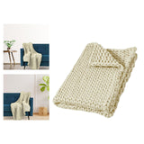 Maxbell Handmade Chunky Knit Blanket Knitted Blanket for Living Room Bedroom Decor Beige