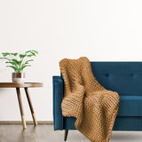 Maxbell Handmade Chunky Knit Blanket Knitted Blanket for Living Room Bedroom Decor Brown