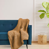 Maxbell Handmade Chunky Knit Blanket Knitted Blanket for Living Room Bedroom Decor Brown