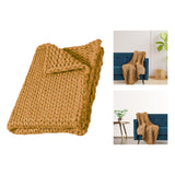 Maxbell Handmade Chunky Knit Blanket Knitted Blanket for Living Room Bedroom Decor Brown
