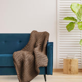 Maxbell Handmade Chunky Knit Blanket Knitted Blanket for Living Room Bedroom Decor Dark Brown