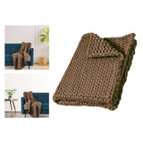 Maxbell Handmade Chunky Knit Blanket Knitted Blanket for Living Room Bedroom Decor Dark Brown