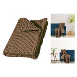 Maxbell Handmade Chunky Knit Blanket Knitted Blanket for Living Room Bedroom Decor Dark Brown