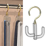 Maxbell Durable Belt Hanger Modern with 2 Claws Rotatable for Office Scarf Hats Clear