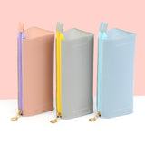 Maxbell PU Leather Pencil Pouches Office Stuff Portable for Pen Home Toiletries  Gray