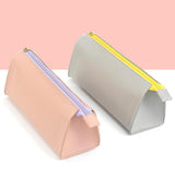 Maxbell PU Leather Pencil Pouches Office Stuff Portable for Pen Home Toiletries  Gray