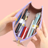 Maxbell PU Leather Pencil Pouches Office Stuff Portable for Pen Home Toiletries Pink
