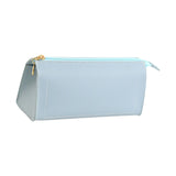 Maxbell PU Leather Pencil Pouches Office Stuff Portable for Pen Home Toiletries Blue