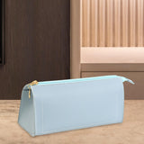 Maxbell PU Leather Pencil Pouches Office Stuff Portable for Pen Home Toiletries Blue