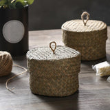 Maxbell Round Seagrass Storage Basket Snack Storage Box for Desktop Wedding Wardrobe