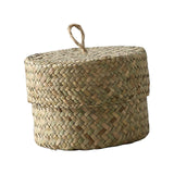 Maxbell Round Seagrass Storage Basket Snack Storage Box for Desktop Wedding Wardrobe