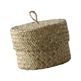 Maxbell Round Seagrass Storage Basket Snack Storage Box for Desktop Wedding Wardrobe