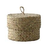 Maxbell Round Seagrass Storage Basket Snack Storage Box for Desktop Wedding Wardrobe