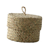 Maxbell Round Seagrass Storage Basket Snack Storage Box for Desktop Wedding Wardrobe