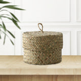 Maxbell Round Seagrass Storage Basket Snack Storage Box for Desktop Wedding Wardrobe