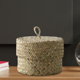 Maxbell Round Seagrass Storage Basket Snack Storage Box for Desktop Wedding Wardrobe