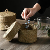 Maxbell Round Seagrass Storage Basket Snack Storage Box for Desktop Wedding Wardrobe