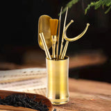 Maxbell Copper Tea Ceremony Set Organizer Craft Washing Clip Supplies Tea Fork 6pcs