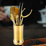 Maxbell Copper Tea Ceremony Set Organizer Craft Washing Clip Supplies Tea Fork 6pcs