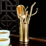 Maxbell Copper Tea Ceremony Set Organizer Craft Washing Clip Supplies Tea Fork 6pcs