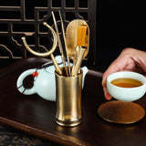 Maxbell Copper Tea Ceremony Set Organizer Craft Washing Clip Supplies Tea Fork 6pcs