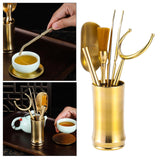 Maxbell Copper Tea Ceremony Set Organizer Craft Washing Clip Supplies Tea Fork 6pcs