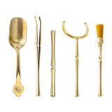 Maxbell Copper Tea Ceremony Set Organizer Craft Washing Clip Supplies Tea Fork 5pcs