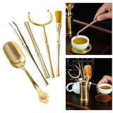 Maxbell Copper Tea Ceremony Set Organizer Craft Washing Clip Supplies Tea Fork 5pcs