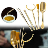 Maxbell Copper Tea Ceremony Set Organizer Craft Washing Clip Supplies Tea Fork 5pcs
