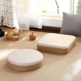 Maxbell Round Seat Cushion Seat Pad Ottoman Tatami Pouf Mat for Balcony Dining Room White