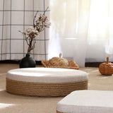 Maxbell Round Seat Cushion Seat Pad Ottoman Tatami Pouf Mat for Balcony Dining Room White