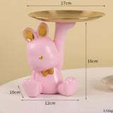 Maxbell Rabbit Figurines Modern Statue Ornament for Living Room Housewarming Bedroom Pink
