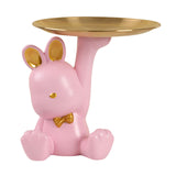 Maxbell Rabbit Figurines Modern Statue Ornament for Living Room Housewarming Bedroom Pink