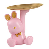 Maxbell Rabbit Figurines Modern Statue Ornament for Living Room Housewarming Bedroom Pink